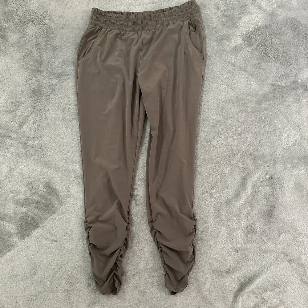 Prana Pants SMALL Green Cinched Bottom Hem Pull On Hiking Outdoor